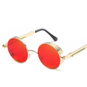 Στρογγυλά μεταλλικά γυαλιά ηλίου Steampunk Ανδρικά γυναικεία γυαλιά μόδας Μάρκα σχεδιαστής Retro Vintage γυαλιά ηλίου UV400