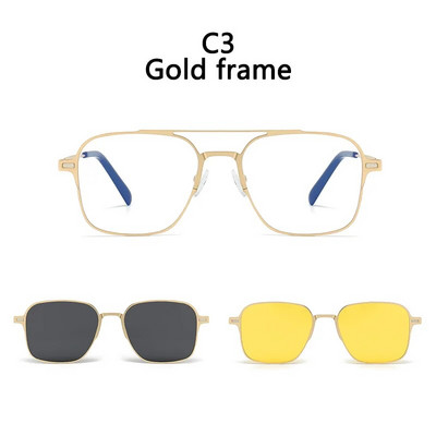 Jauns dizains 3 vienā magnētiskā klipsi uz brillēm Augstas kvalitātes polarizētās saulesbrilles Vīriešu sieviešu pretatspīduma brilles gafas de sol