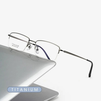 Бизнес мъже Ултралека рамка за очила от чист титан за късогледство Очила за четене с рецепта Очила с половин рамка