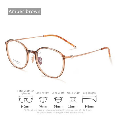Īpaši vieglas titāna TR90 tuvredzības brilles Retro apaļas, optiskas recepšu briļļu ietvars vīriešiem un sievietēm