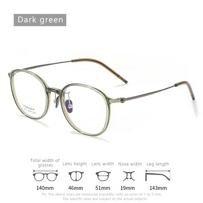 Īpaši vieglas titāna TR90 tuvredzības brilles Retro apaļas, optiskas recepšu briļļu ietvars vīriešiem un sievietēm