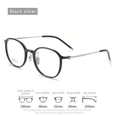Īpaši vieglas titāna TR90 tuvredzības brilles Retro apaļas, optiskas recepšu briļļu ietvars vīriešiem un sievietēm