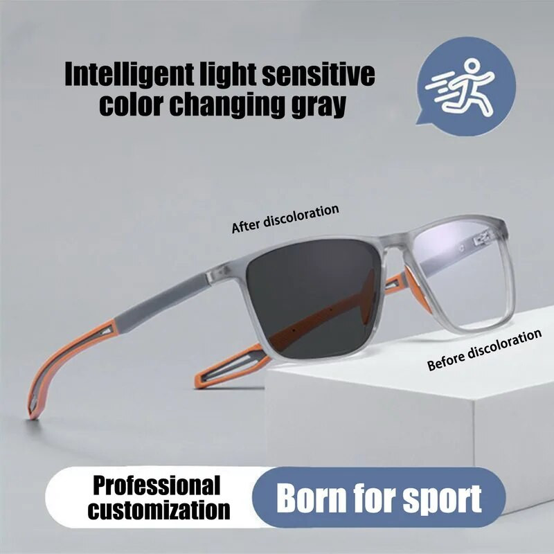 Photochromic TR Silicone Sports Myopia Glasses Anti Blue Light για άντρες Αλλαγή χρώματος Γυαλιά ηλίου Anti-Shedding Μπάσκετ Ποδόσφαιρο