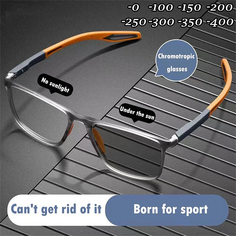 Photochromic TR Silicone Sports Myopia Glasses Anti Blue Light για άντρες Αλλαγή χρώματος Γυαλιά ηλίου Anti-Shedding Μπάσκετ Ποδόσφαιρο