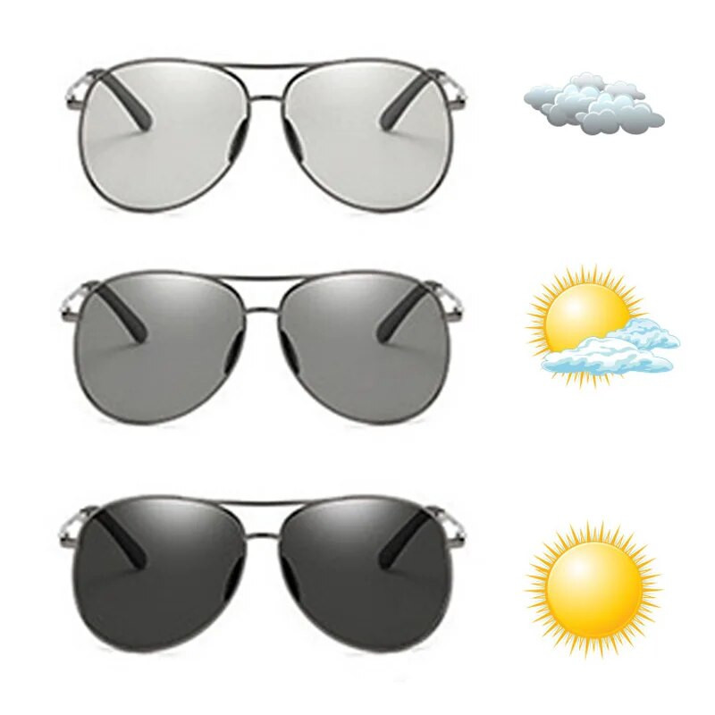 Polarizētas fotohromas saulesbrilles Hameleona brilles kvadrātveida saulesbrilles krāsas maiņas brilles pret atspīdumu UV400 braukšanas brilles