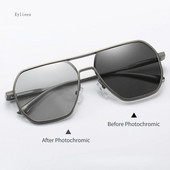 2023. gada alumīnija magnija polarizētās saulesbrilles Photochromic Pilot Double Beam saulesbrilles Vīriešu braukšanas makšķerēšanai hameleonu saulesbrilles