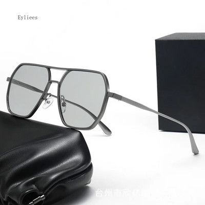 2023. gada alumīnija magnija polarizētās saulesbrilles Photochromic Pilot Double Beam saulesbrilles Vīriešu braukšanas makšķerēšanai hameleonu saulesbrilles