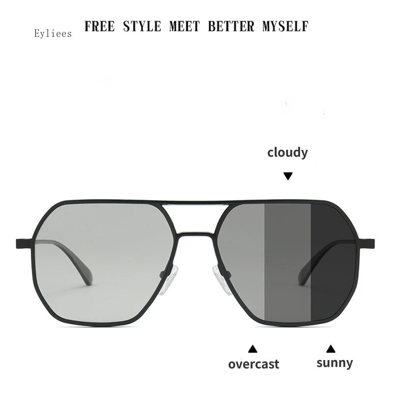 2023. gada alumīnija magnija polarizētās saulesbrilles Photochromic Pilot Double Beam saulesbrilles Vīriešu braukšanas makšķerēšanai hameleonu saulesbrilles
