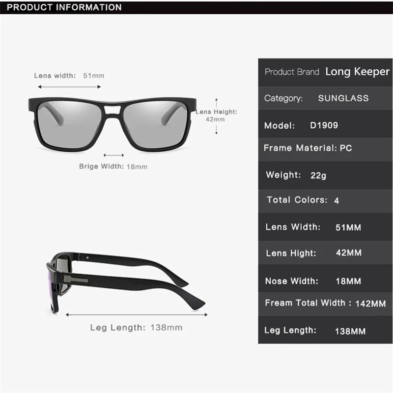 Νέα πολωτικά φωτοχρωμικά γυαλιά ηλίου ανδρικά γυαλιά οδήγησης Chameleon Ανδρικά γυαλιά οδήγησης ημέρας νυχτερινής όρασης Lentes Sol Hombre