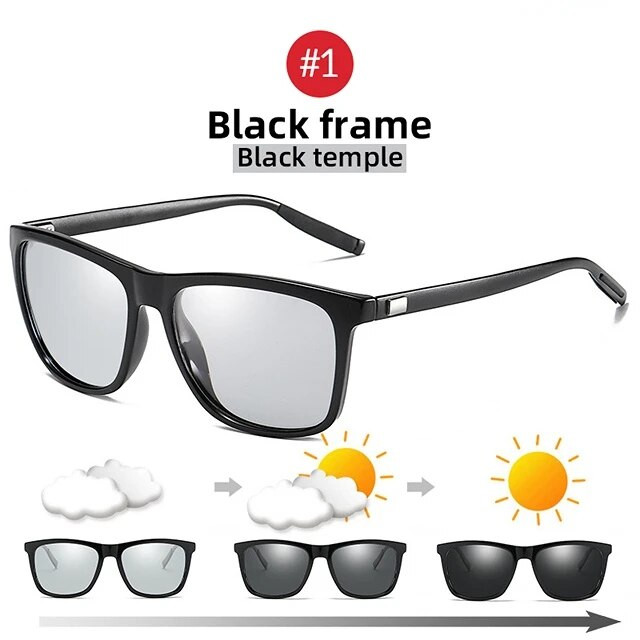 2024. aasta uued fotokroomsed polariseeritud päikeseprillid meeste ruudukujulised klassikalised meeste päikeseprillid kameeleonprillid meeste päikeseprillid sõiduprillid