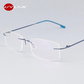 Rame de ochelari fără ramă din titan pur UVLAIK pentru bărbați Rame optice pentru miopie Ramă de ochelari fără rame ultra-ușoare din titan