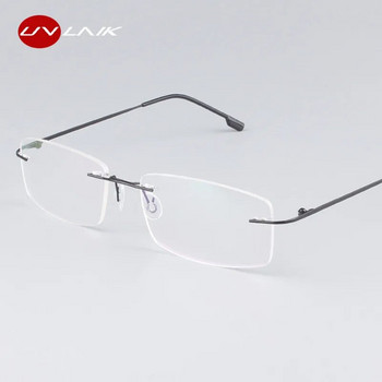 UVLAIK Classic Ανδρικά γυαλιά χωρίς σκελετό Titanium Σκελετοί Myopia Optical Frame Εξαιρετικά ελαφρύς σκελετός γυαλιών από τιτάνιο χωρίς σκελετό