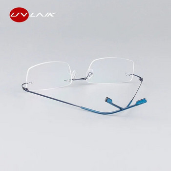 Класически мъжки рамки за очила UVLAIK Pure Titanium Оптична рамка за късогледство Ултра лека рамка за очила без рамки от титан