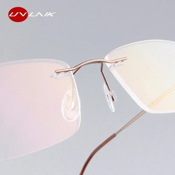 Класически мъжки рамки за очила UVLAIK Pure Titanium Оптична рамка за късогледство Ултра лека рамка за очила без рамки от титан