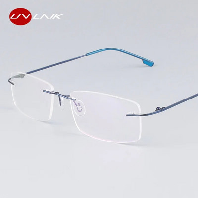 UVLAIK klasszikus férfi tiszta titán keret nélküli szemüvegkeretek Myopia optikai keret Ultrakönnyű titán keret nélküli szemüvegkeret