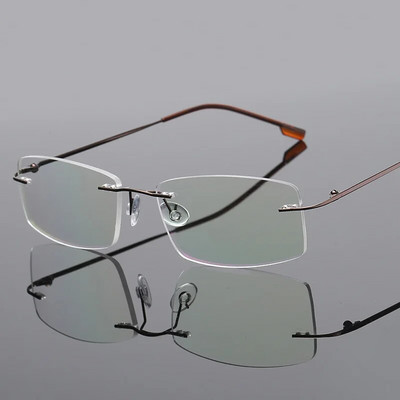 Rame de ochelari fără ramă din titan pur UVLAIK pentru bărbați Rame optice pentru miopie Ramă de ochelari fără rame ultra-ușoare din titan