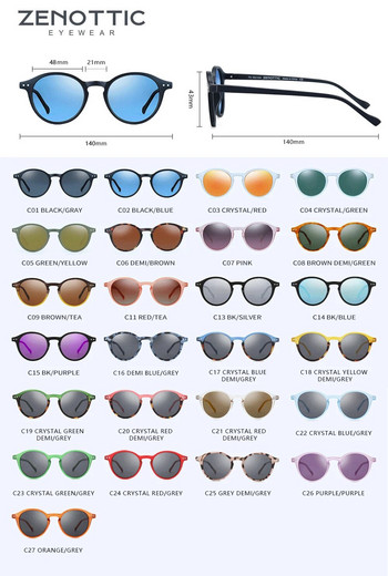 ZENOTTIC Ретро поляризирани слънчеви очила 2023 2022 Мъже Жени Ретро слънчеви очила с малка кръгла рамка Polaroid Lens UV400 Goggles Shades