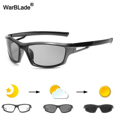 WarBLade vīriešu fotohromas saulesbrilles polarizētas saulesbrilles HD braukšanas brilles hameleonu brilles UV400 dienas nakts braukšanas brilles