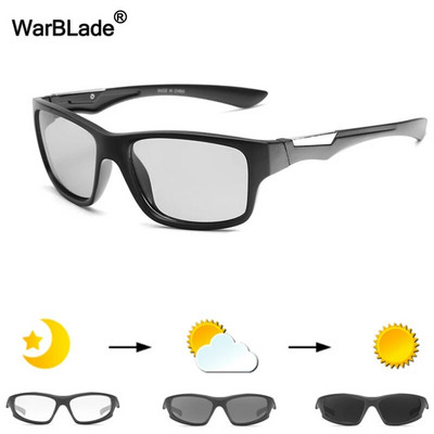 WarBLade vīriešu fotohromas saulesbrilles polarizētas saulesbrilles HD braukšanas brilles hameleonu brilles UV400 dienas nakts braukšanas brilles