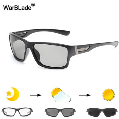 WarBLade vīriešu fotohromas saulesbrilles polarizētas saulesbrilles HD braukšanas brilles hameleonu brilles UV400 dienas nakts braukšanas brilles
