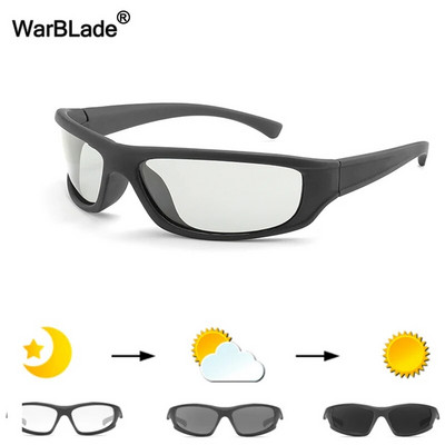 WarBLade vīriešu fotohromas saulesbrilles polarizētas saulesbrilles HD braukšanas brilles hameleonu brilles UV400 dienas nakts braukšanas brilles