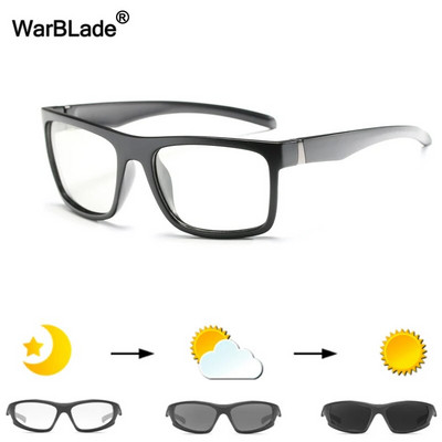WarBLade vīriešu fotohromas saulesbrilles polarizētas saulesbrilles HD braukšanas brilles hameleonu brilles UV400 dienas nakts braukšanas brilles