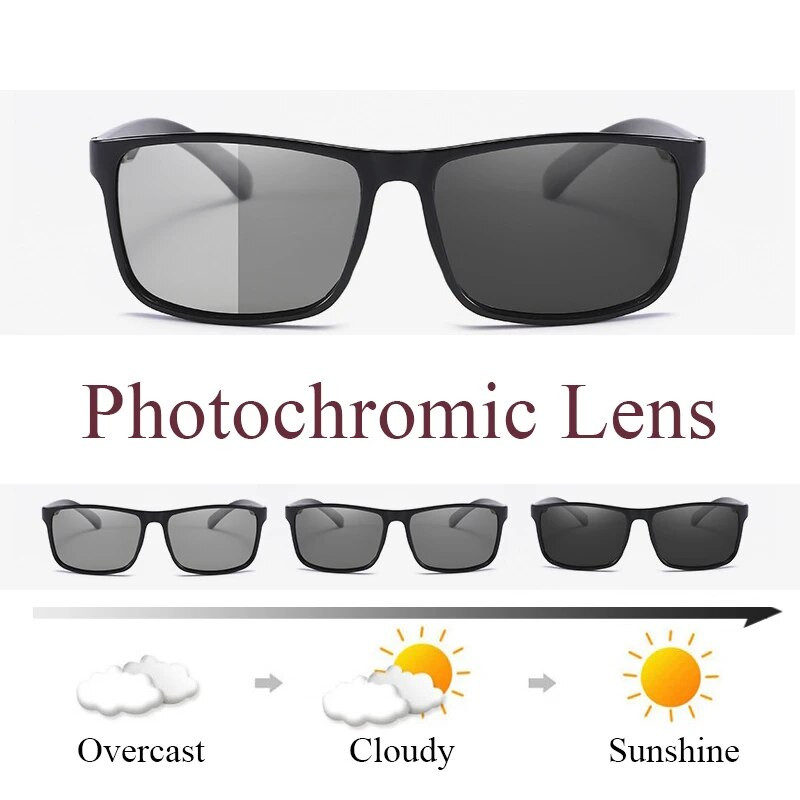 Vintage taisnstūra polarizētas saulesbrilles vīriešiem fotohromas nakts redzamības polāras saulesbrilles braukšanai kvadrātā UV400 pretatspīduma brilles