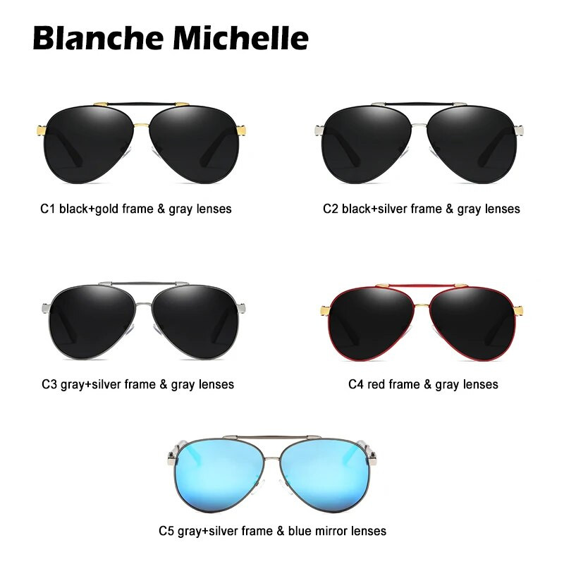 Blanche Michelle Pilot polariseeritud päikeseprillid meeste 2020 kaubamärgiga peegliga päikeseprillid, UV400 sulamist Gafas De Sol Oculos karbiga