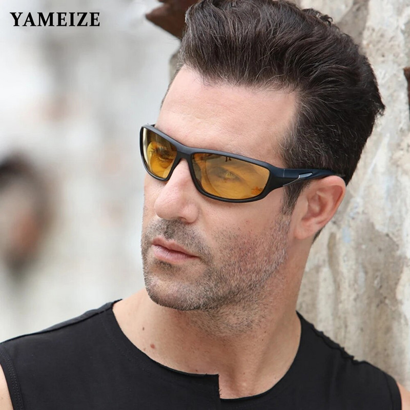 YAMEIZE Anti Glare nakts redzamības brilles braukšanai vīriešiem polarizētās saulesbrilles sievietēm autovadītāja brilles dzeltenās lēcas sporta brilles