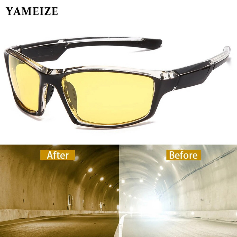 YAMEIZE Anti Glare nakts redzamības brilles braukšanai vīriešiem polarizētās saulesbrilles sievietēm autovadītāja brilles dzeltenās lēcas sporta brilles