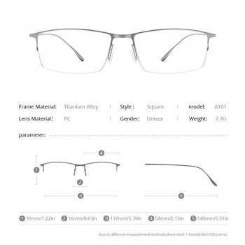 Σκελετός γυαλιών από κράμα τιτανίου FONEX ανδρικό τετράγωνο μυωπία Συνταγογραφούμενα γυαλιά γυαλιά Σκελετοί Half Rim Optical Ανδρικά Κορεατικά Γυαλιά 8101
