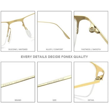 Рамки за очила FONEX от титаниева сплав Мъжки квадратни рамки за очила с рецепта за късогледство Оптични мъжки корейски очила 8101