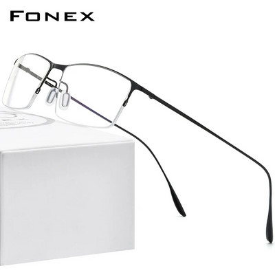 Σκελετός γυαλιών από κράμα τιτανίου FONEX ανδρικό τετράγωνο μυωπία Συνταγογραφούμενα γυαλιά γυαλιά Σκελετοί Half Rim Optical Ανδρικά Κορεατικά Γυαλιά 8101