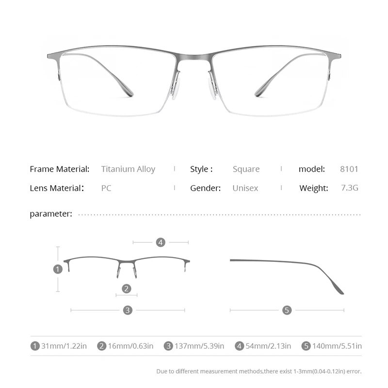 Σκελετός γυαλιών από κράμα τιτανίου FONEX ανδρικό τετράγωνο μυωπία Συνταγογραφούμενα γυαλιά γυαλιά Σκελετοί Half Rim Optical Ανδρικά Κορεατικά Γυαλιά 8101