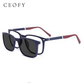 Ceofy Ochelari de vedere pentru bărbați, capac pliabil 2 în 1 pe miopie optică magnetică, ochelari de soare populari, cadru de ochelari prescripți C8016