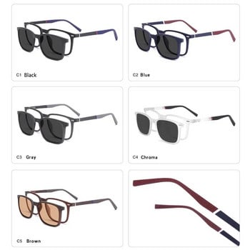 Мъжки очила Ceofy 2 в 1, сгъваема капачка с магнитна оптична късогледство, популярни слънчеви очила, диоптрични рамки за очила C8016