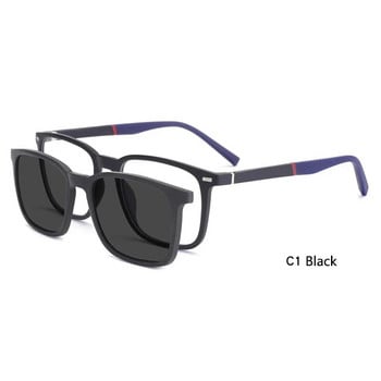 Мъжки очила Ceofy 2 в 1, сгъваема капачка с магнитна оптична късогледство, популярни слънчеви очила, диоптрични рамки за очила C8016