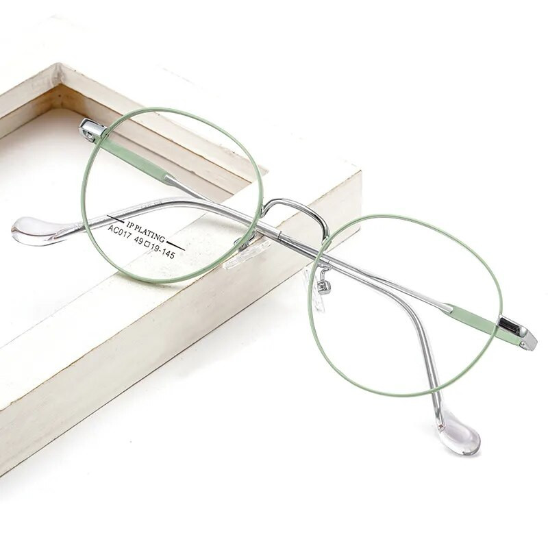KatKani jauni īpaši viegla titāna sakausējuma divkrāsu brilles vīriešiem Retro apaļas tuvredzība Optika Recepšu brilles ietvars sievietēm AC017
