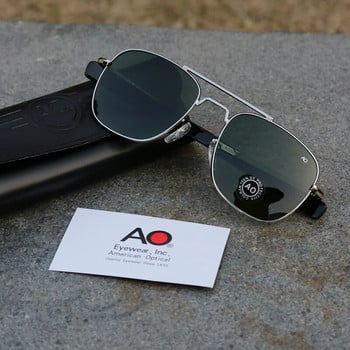 стъклени лещи Авиационни пилотни квадратни слънчеви очила Мъже Жени 2022 Американска армия Военни оптични AO очила за шофиране oculos de sol 8054
