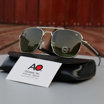 стъклени лещи Авиационни пилотни квадратни слънчеви очила Мъже Жени 2022 Американска армия Военни оптични AO очила за шофиране oculos de sol 8054