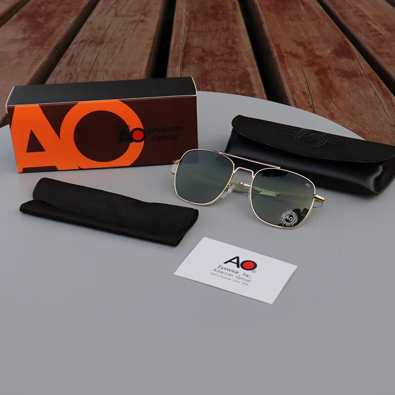 stikla lēca Aviācija Pilots kvadrātveida Saulesbrilles Vīrieši Sievietes 2022 Amerikas armijas militārās optiskās AO braukšanas brilles oculos de sol 8054