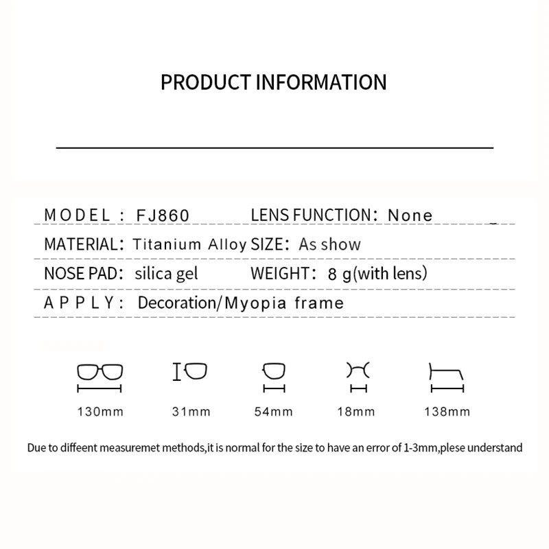Titánötvözet ultraelasztikus keret nélküli fém szemüvegkeret férfiaknak és nőknek, perem nélküli myopia dioptriás üvegkeretek FJ868