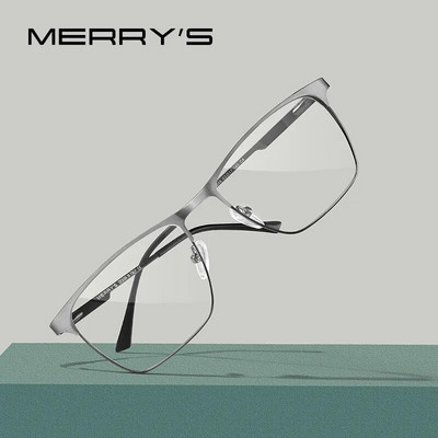 MERRYS DESIGN Мъжки луксозни рамки за очила от оптика от титаниева сплав Мъжки квадратни ултралеки диоптрични очила S2118