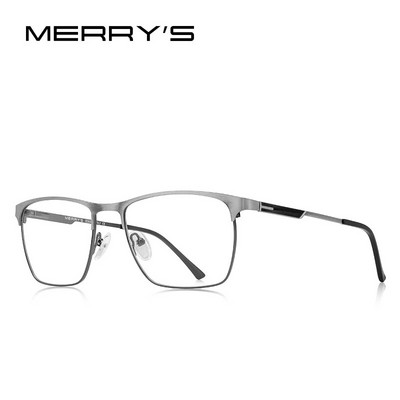 MERRYS DESIGN vīriešiem Luksusa titāna sakausējuma optika briļļu ietvari Vīriešu kvadrātveida īpaši vieglās tuvredzības brilles S2118