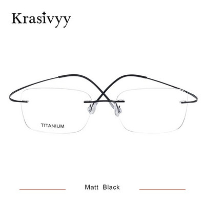 Krasivyy Ochelari fără rame din titan pur Ochelari de vedere cu prescripție pentru bărbați, Germania, femei, cadru optic de miopie, Ochelari fără șuruburi