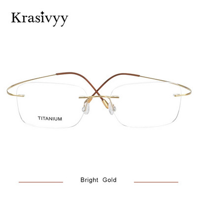 Krasivyy Ochelari fără rame din titan pur Ochelari de vedere cu prescripție pentru bărbați, Germania, femei, cadru optic de miopie, Ochelari fără șuruburi