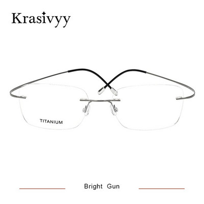 Krasivyy Ochelari fără rame din titan pur Ochelari de vedere cu prescripție pentru bărbați, Germania, femei, cadru optic de miopie, Ochelari fără șuruburi
