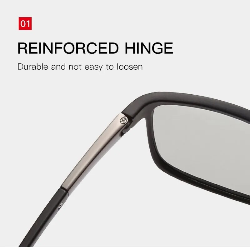 Square Photochromic Chameleon Polarized Päikeseprillid Unisex Mehed Naiste Bränd Disainer Sõidu päikeseprillid UV400 Polaroid päikeseprillid