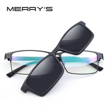 MERRYS DESIGN 2 In 1 Magnet Polarized Clip Glasses Frame Ανδρικά Optical Myopia Clip Glasses For Ανδρικά Γυαλιά Οράσεως TR90 S2728