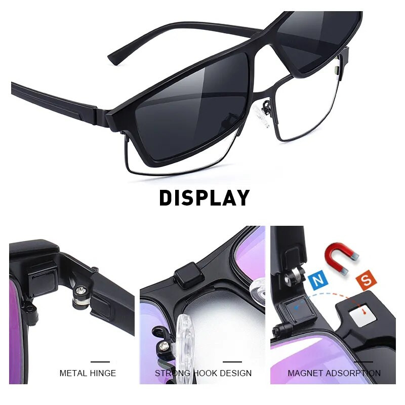 MERRYS DESIGN 2 In 1 Magnet Polarized Clip Glasses Frame Ανδρικά Optical Myopia Clip Glasses For Ανδρικά Γυαλιά Οράσεως TR90 S2728